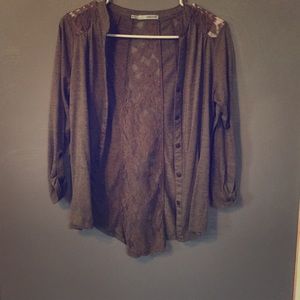 Green button up cardigan